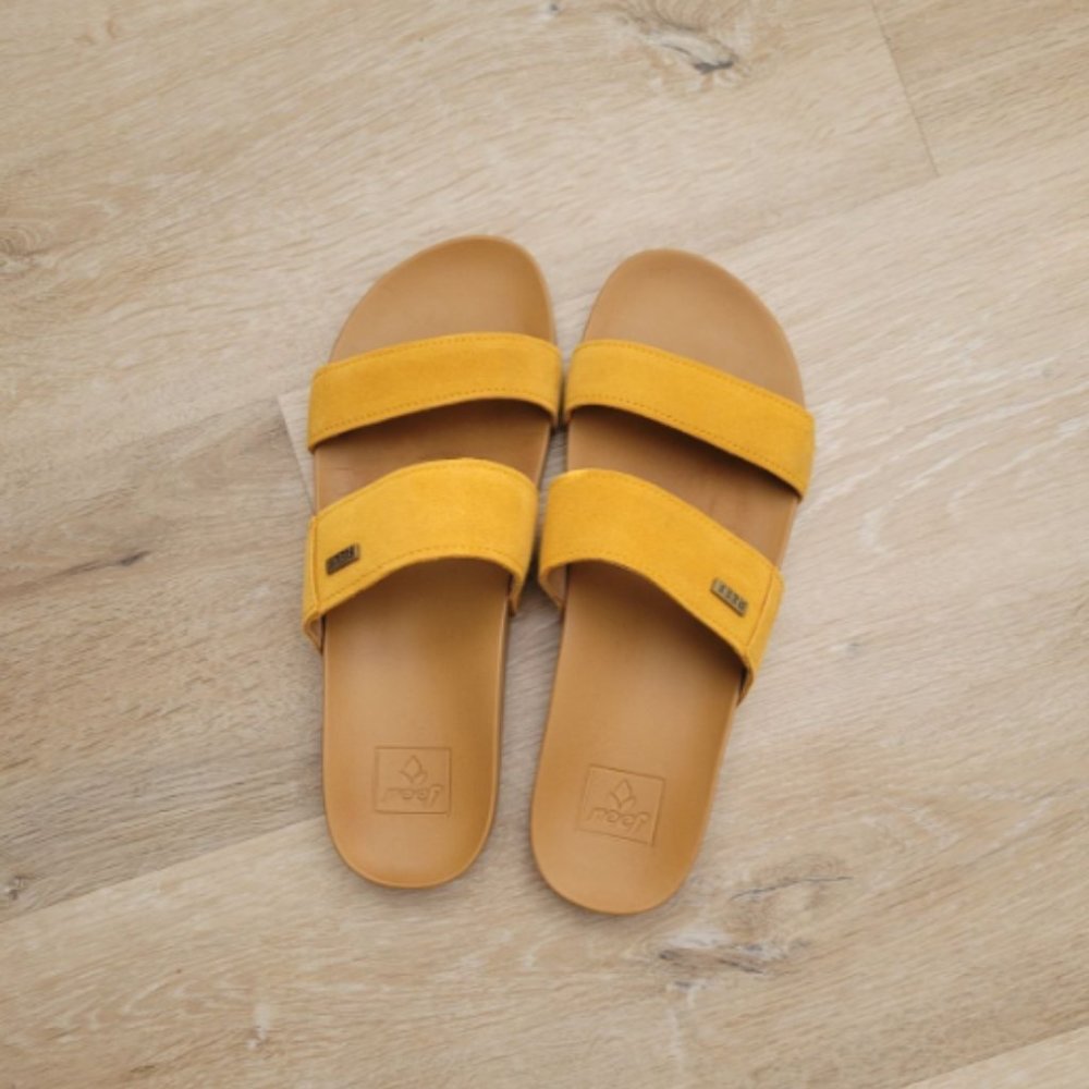 Reef Yellow Wide Strap Sandals